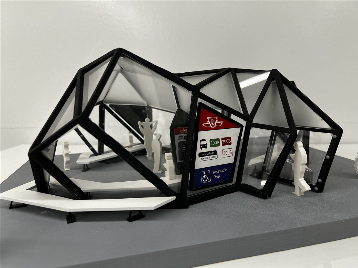 Crystal bus stop interior perspective